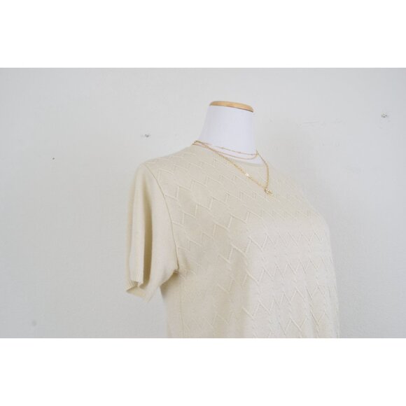 Vintage 80s Beige Knit Pullover Top | size PXL - Picture 5 of 10